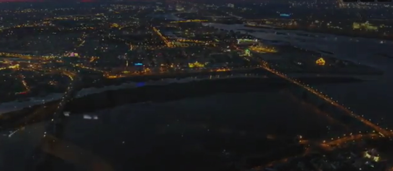 В Сети появилось видео ночного Нижнего Новгорода с высоты птичьего полета