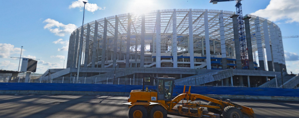 Панорама строящегося стадиона "Нижний Новгород"