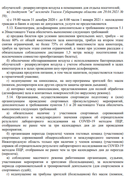 новые COVID-ограничения в Нижегородской области