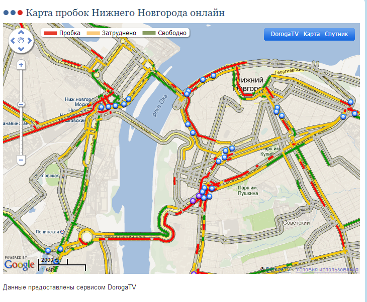 Карта пробок. Карта Нижнего Новгорода пробки.