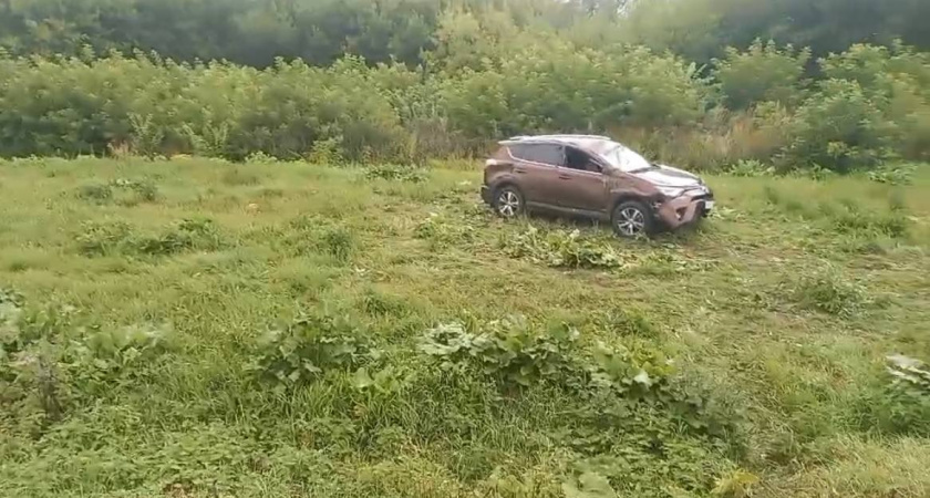 В Лукояновском районе иномарка перевернулась и улетела в кювет