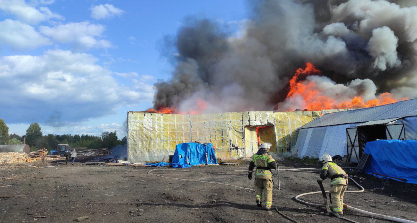 Крупный пожар на складе тушили в Воскресенском районе