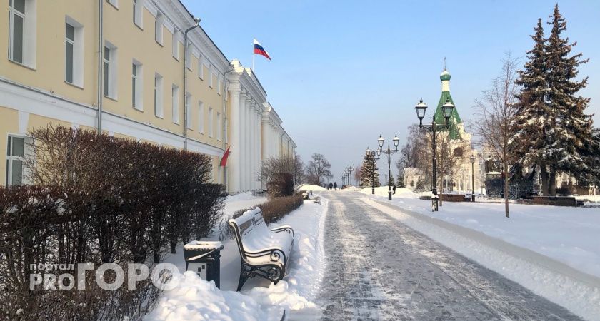 Морозное воскресное утро в Нижнем Новгороде начнется с небольшого снегопада