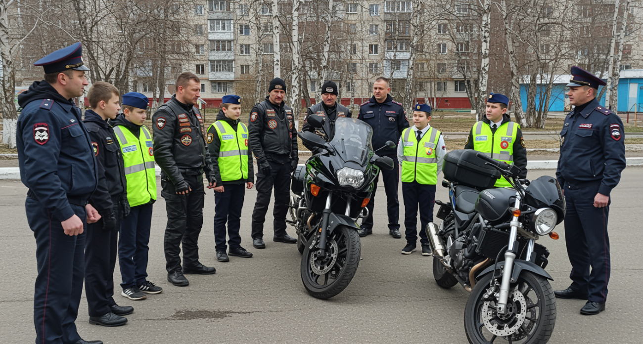Мотоциклисты и юные инспекторы движения провели совместную акцию в Бору