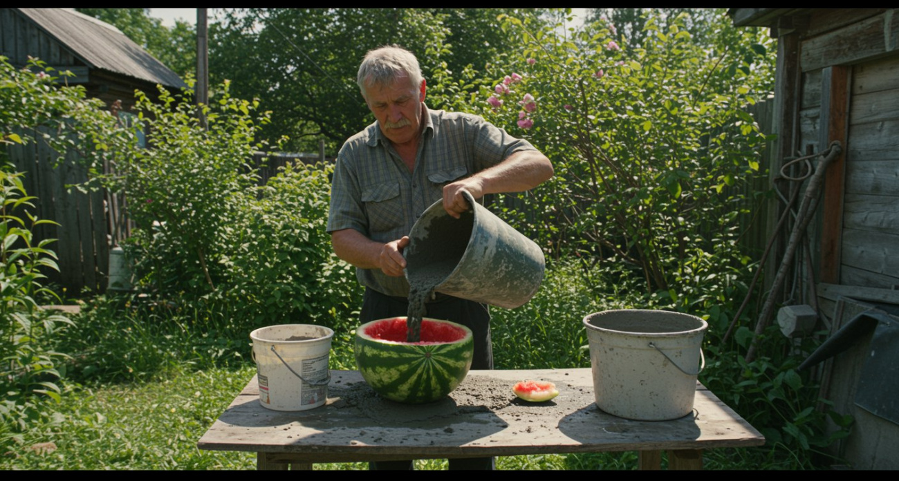 Муж начал заливать в арбуз цемент: сперва опешила, но после побежала хвастаться к соседке - неожиданный лайфхак для дачи
