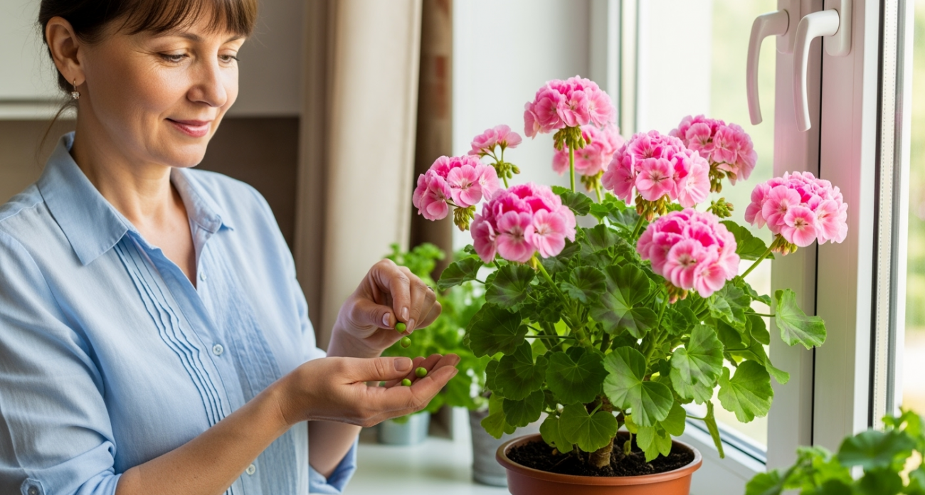 3 горошины в кашпо — и герань как подменили: кущение буйное, цветоносов тьма — хоть на букеты режь. Мощная подкормка