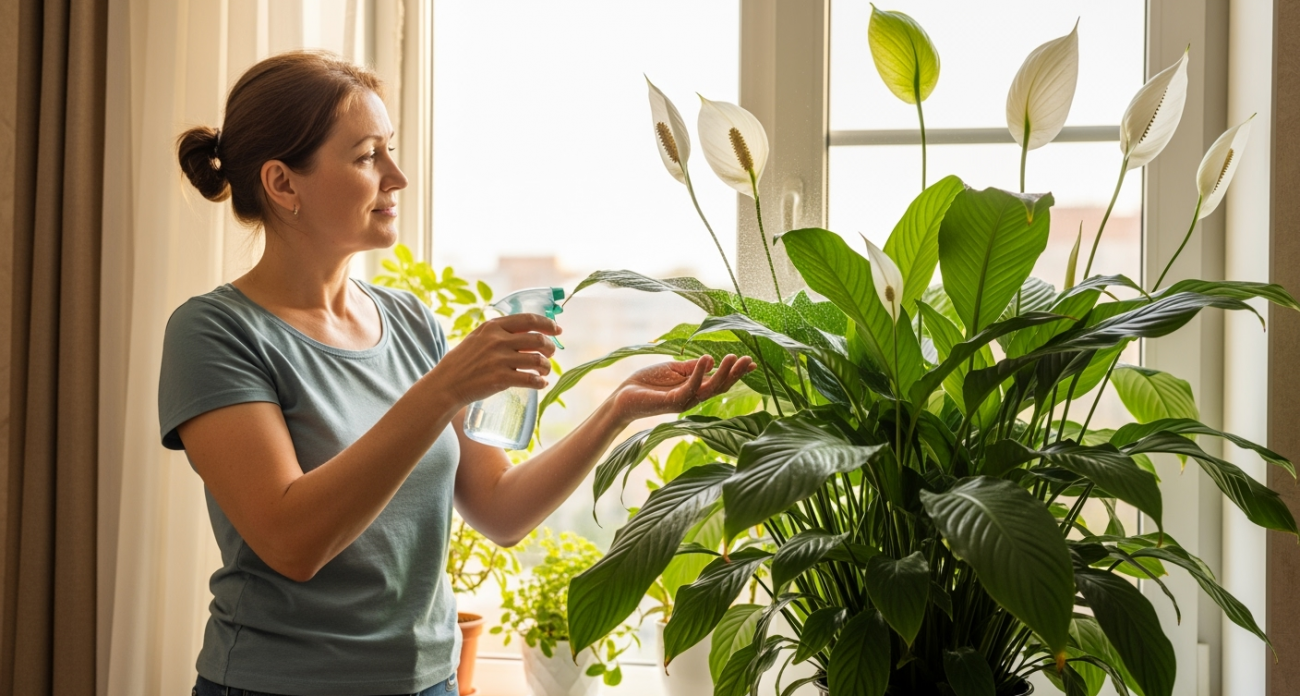 1 ложка на 1 литр — и спатифиллум преобразился: листья будут размером с блюдце, цветоносы появляются без остановки