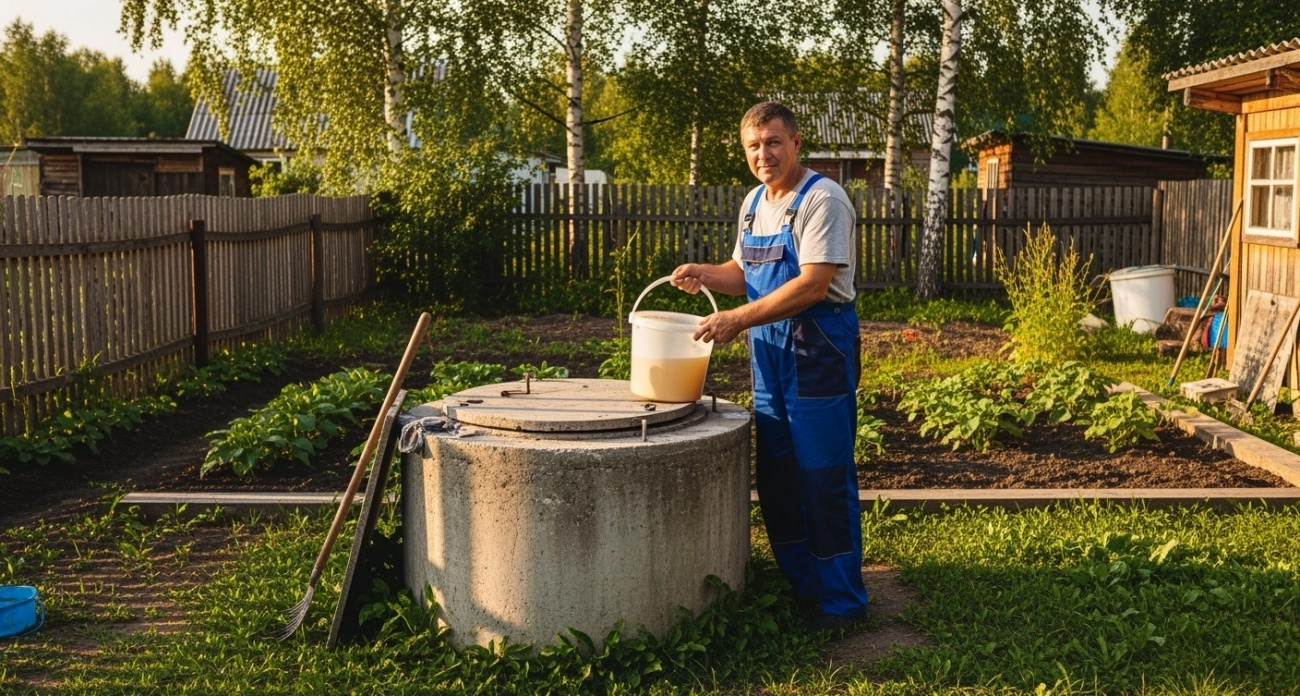 Добавил ведро — и септик работает без откачки годами: жира с илом как не бывало