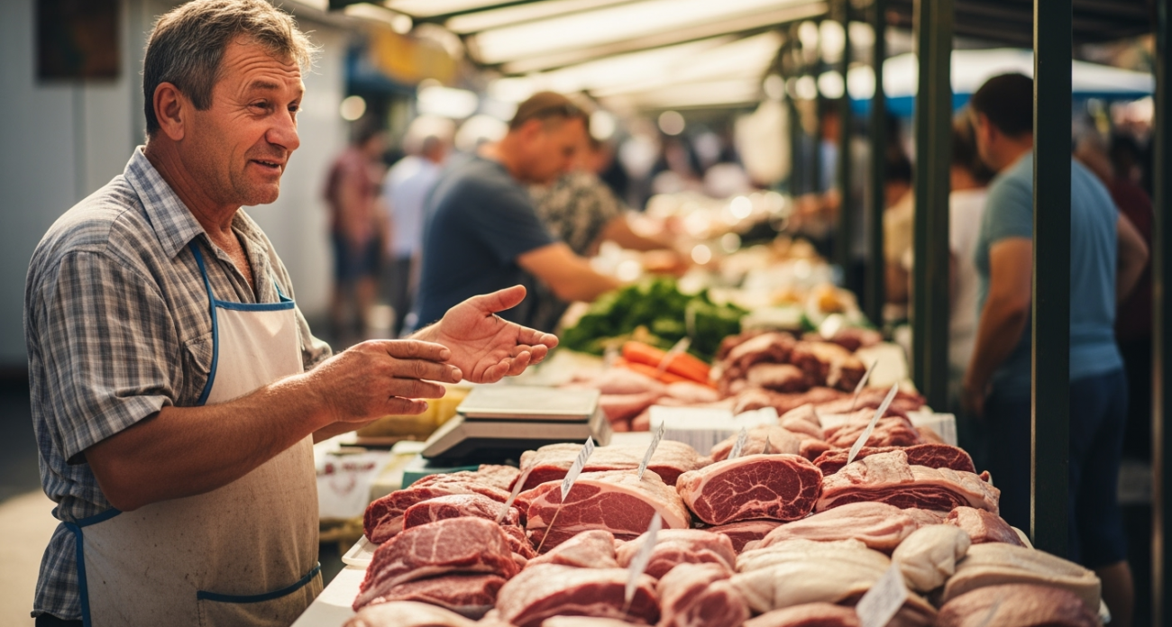 Узнал у торговца на рынке, почему мясо без ценников лежит почти на всех прилавках: рассказываю что выяснил