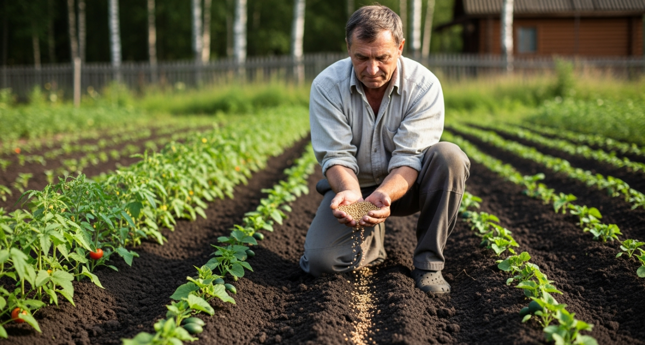 Высыпаю 1 упаковку дешёвой крупы по грядкам - почва как чернозём. Дорогой навоз больше не нужен