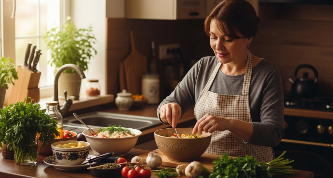 Салат Вкусняшка — название говорит само за себя: и к семейному ужину, и к торжеству — про надоевший Оливье напрочь забудете