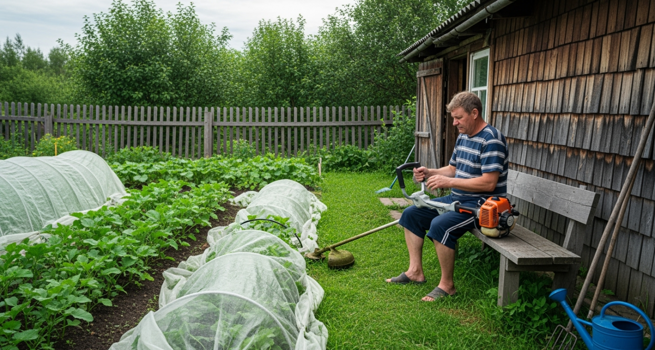 И зачем так страдать, убери леску с триммера: сосед из деревни показал, как просто косить траву и не тратиться на дорогую леску