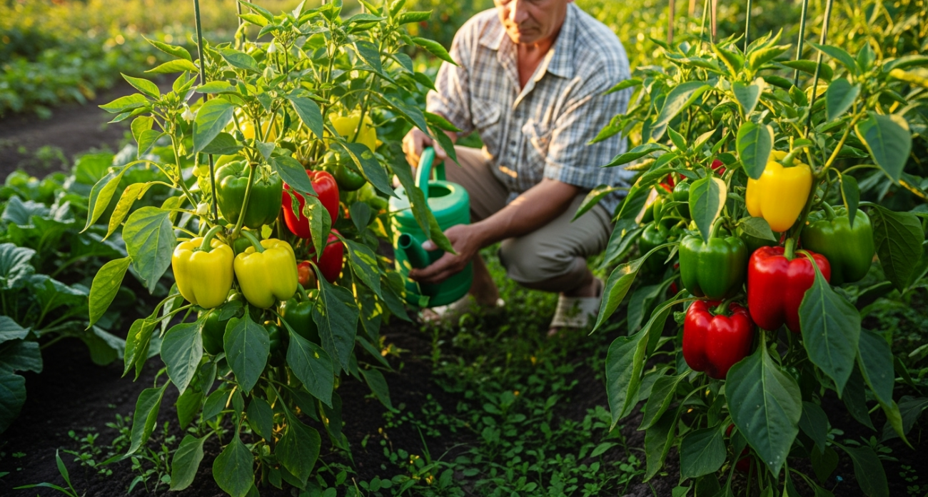 В конце июля перцы только этого и ждут: 3 ложки в воду — и завязи крепкие, а плоды растут без остановки — до 10 кг урожая с растения