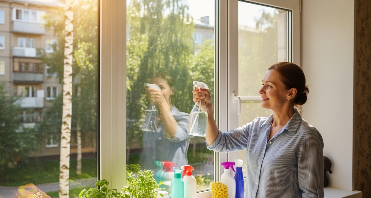 Мойщики окон добавляют в воду один белый порошок — никаких пятен: стекла кристально чистые — усилия не потребуются