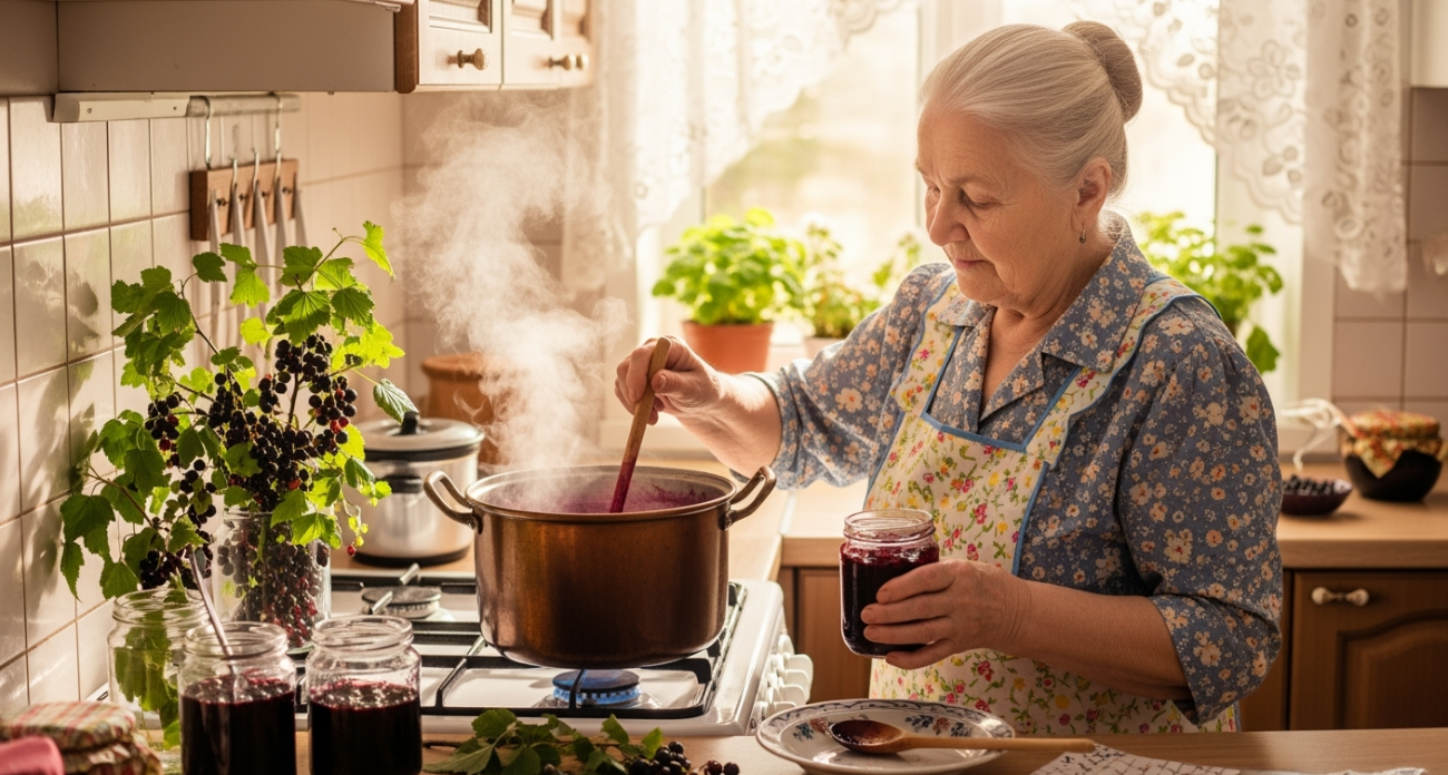 Проверила - лучше не найти: варенье из черной смородины по старинному рецепту. Перетертая смородина - не то же, быстрое варенье - тоже не то