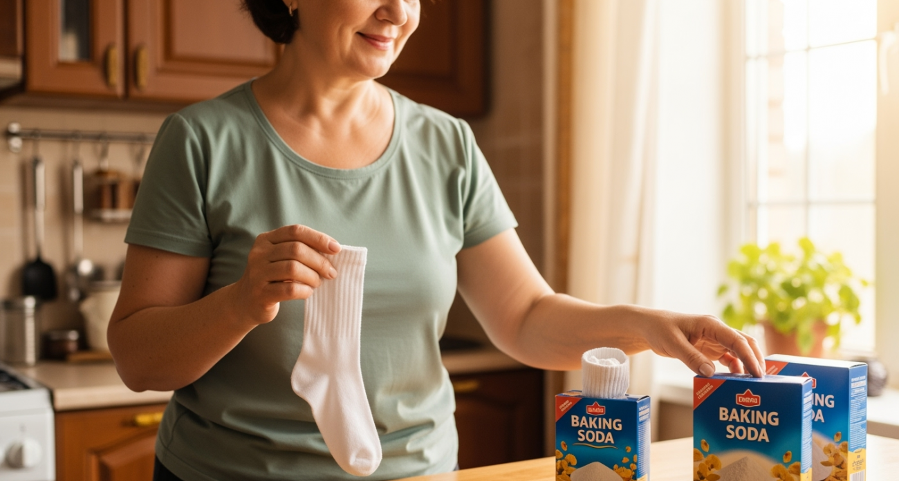 Соду покупаем упаковками: помещаем в носки - такой легкий способ даст превосходный эффект