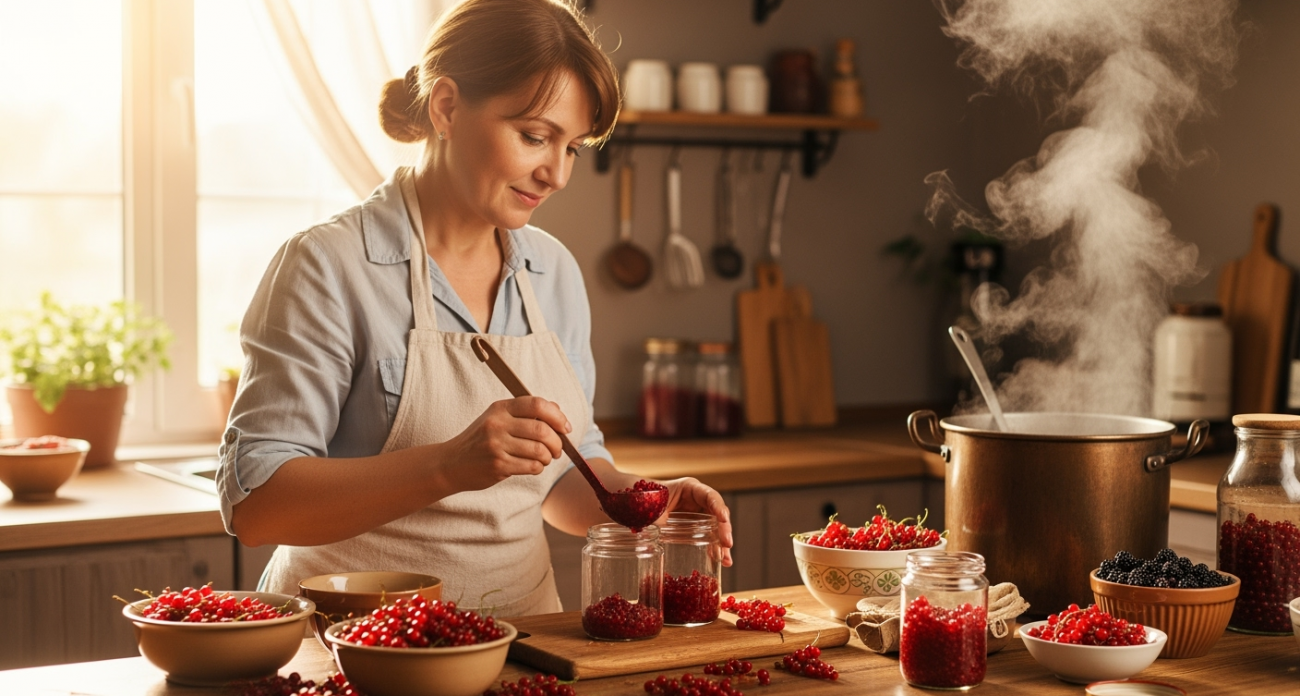 Как я готовлю джем из красной смородины: быстро, много и без косточек