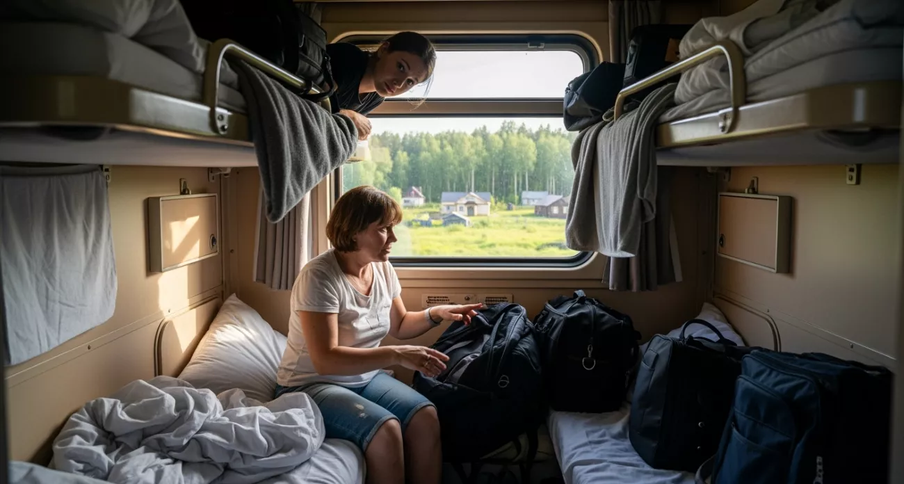 Фото к статье: Еду в поезде Крым-Питер: соседка сверху ведет себя странно из-за места для багажа