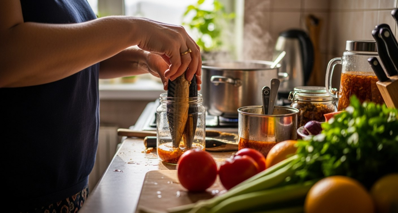 Скумбрия в банке, как копченая: просто кладу тушку в банку и заливаю маринадом — потрясающий вкус без лишней химии