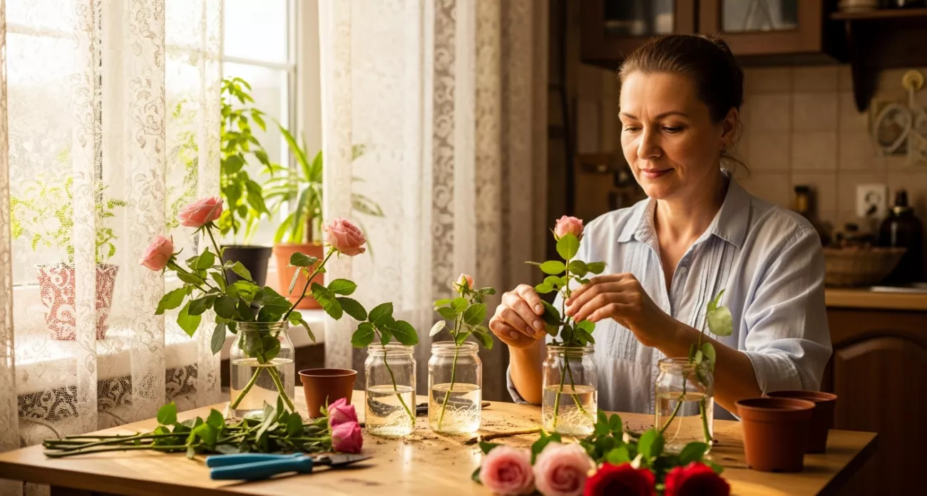 Фото к статье: Укоренить розу из букета — пара пустяков: больше не выбрасывайте увядшие цветы, используйте их с умом