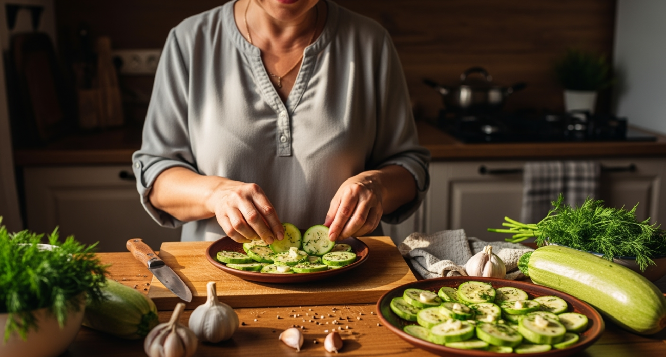 Кабачки летом не жарю и не пеку — делаю закуску к мясу за 15 минут, гости в восторге