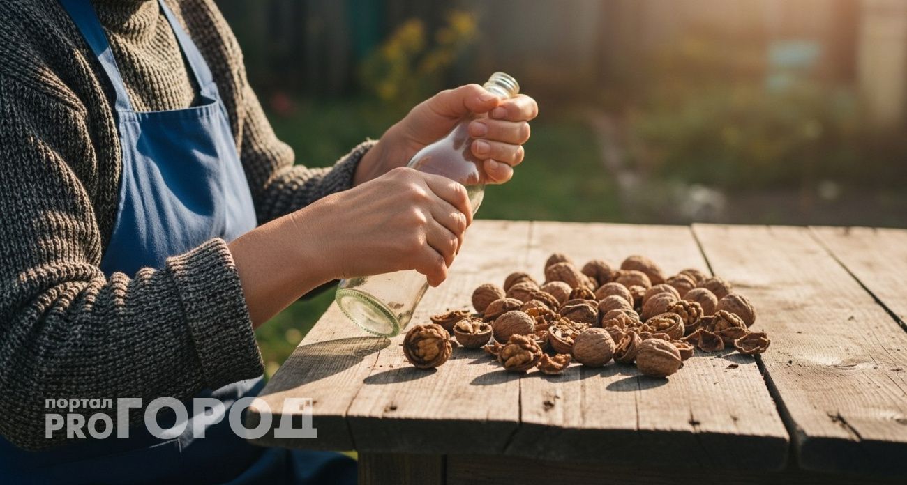 Грецкие орехи чищу с помощью бутылки: легко как щелкать семечки - ядра целые, никаких крошек и скорлупы