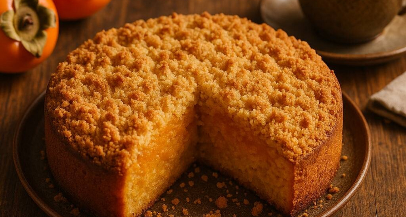 Пирог с хурмой и хрустящей крошкой: рецепт, который согревает душу