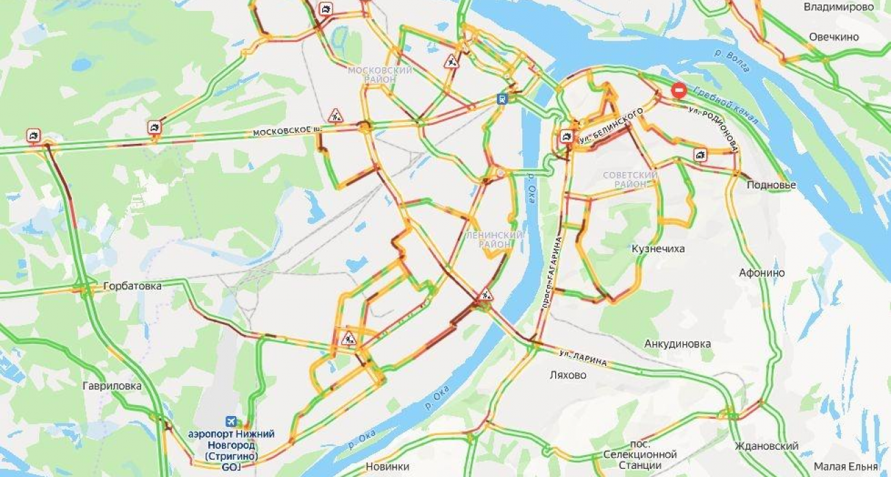 4-километровый коллапс: Нижний Новгород парализован 9-балльными пробками после ДТП на Безводной