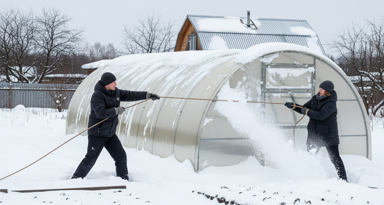 Забудьте про лопату: дачники придумали гениальный способ очистить теплицу от снега за пару минут