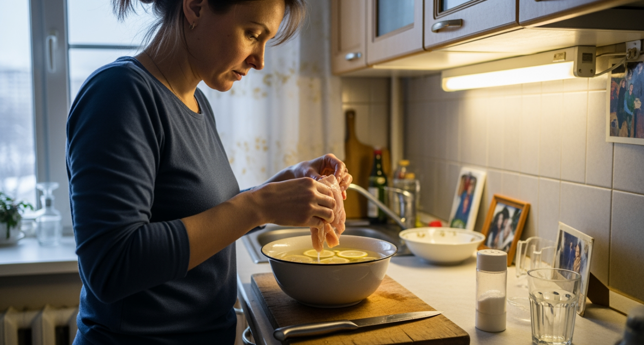 Простой трюк с солью превращает магазинную курицу в домашнюю и убирает всю химию за минуты