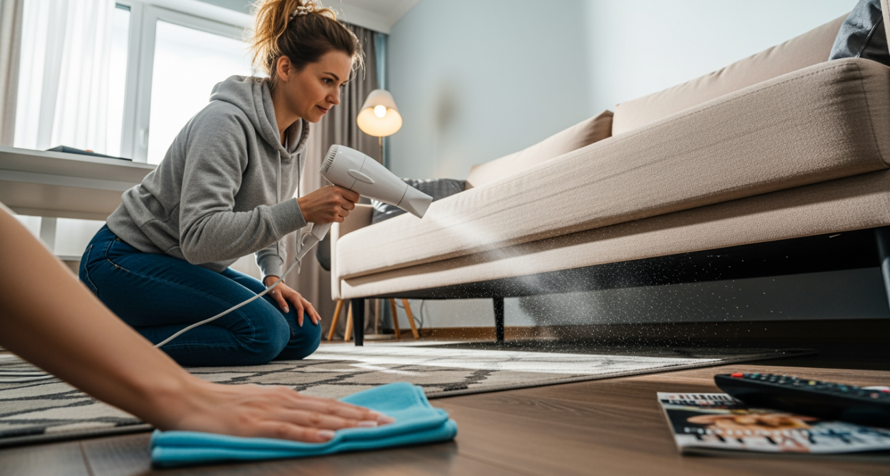 Профессиональные уборщики раскрыли секрет как очистить пространство под диваном не двигая его