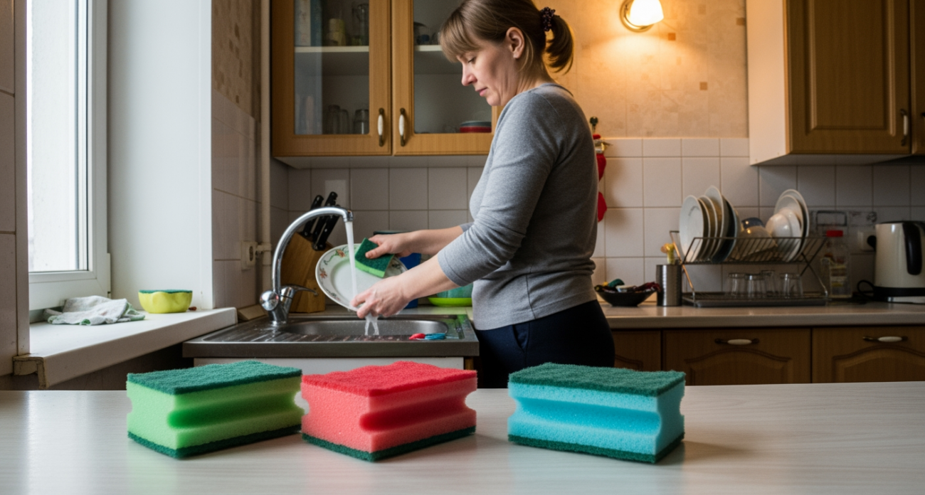 Мама научила меня секрету цветных губок для кухни, который экономит кучу времени и нервов