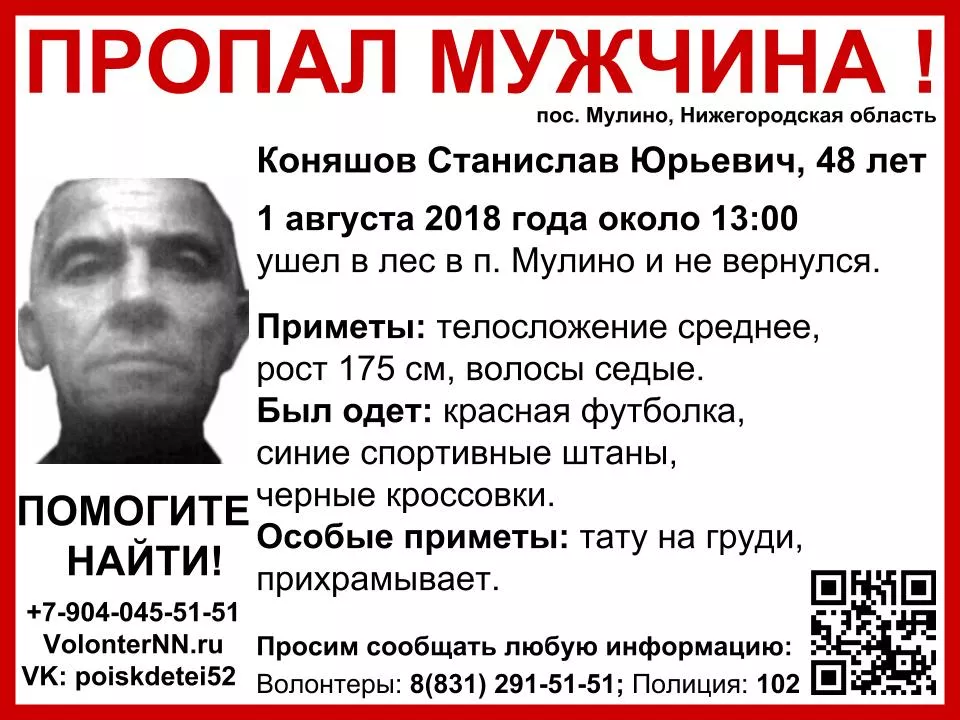 Фото к статье: 48-летний Станислав Коняшов пропал в Нижегородской области