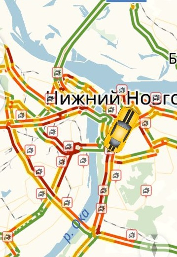 Гигантская пробка парализовала движение в Нижнем Новгороде 22 февраля