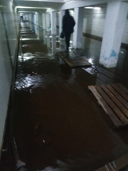 «Запасаемся резиновыми лодками»: на Автозаводе затопило подземный пешеходный переход (ФОТО)