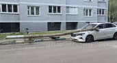 Рабочие уронили столб на машину во время уборки дерева в Щербинках