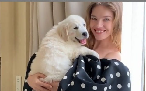 Эта пара разморозит кого угодно: нижегородка Наталья Водянова снялась в рекламе с щенком
