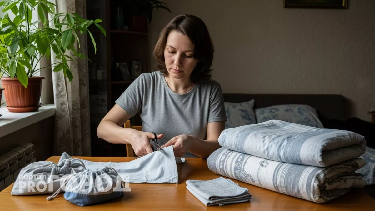 Старые простыни и пододеяльники превращаются в нужные домашние помпомщники за 15 минут