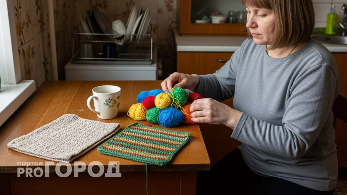 Мама показала что творить с остатками пряжи и теперь половину вещей для дома делаю сама