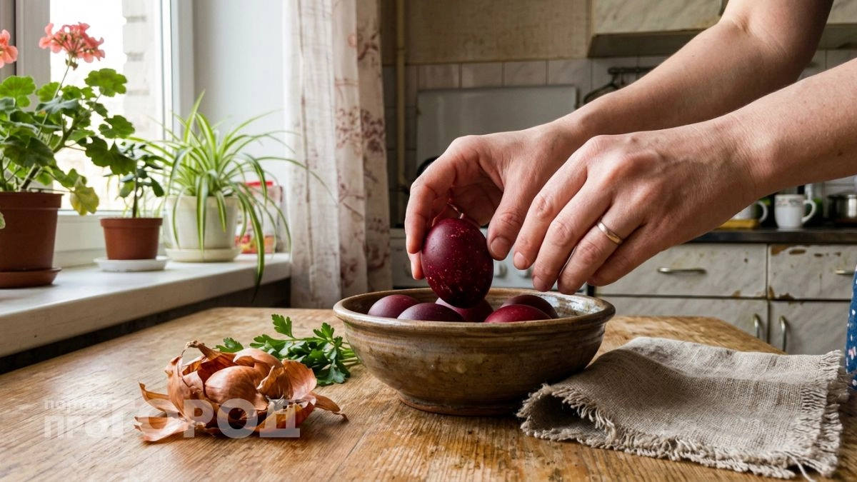 Магазинные красители оставляю на полке: крашу яйца тем, что растет на подоконнике