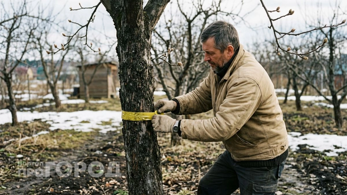 Обматываю стволы яблонь этой дешёвой лентой до схода снега — ни тли ни муравьёв потом до самого сентября