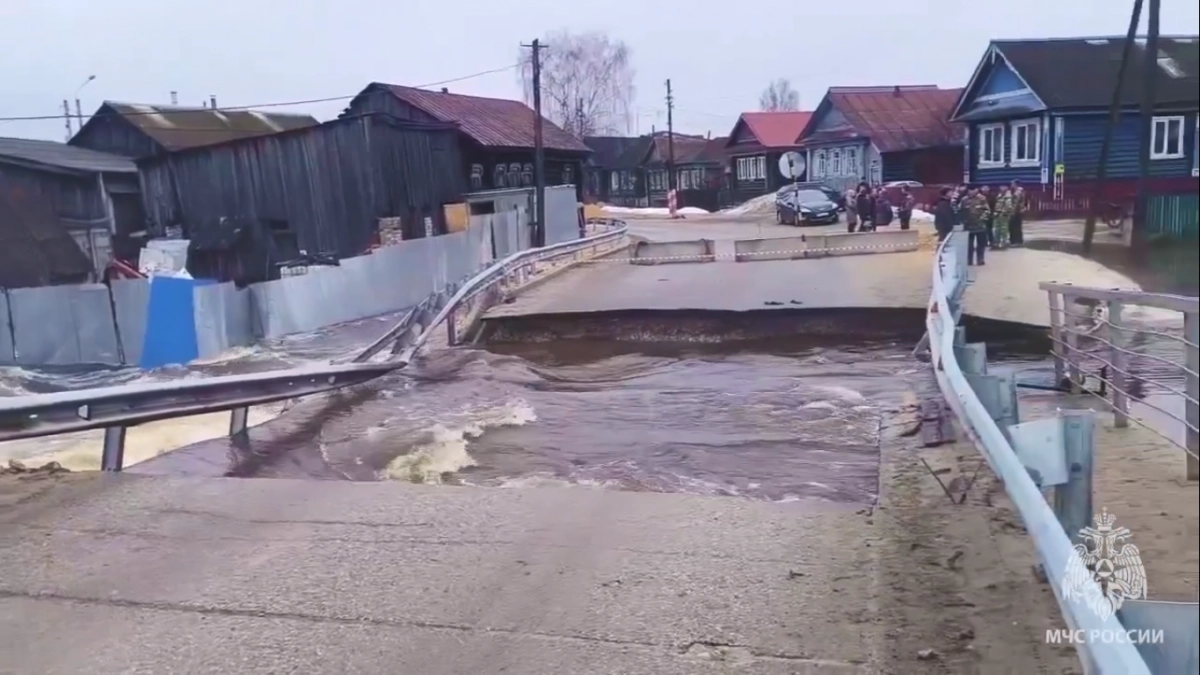 Паводок смыл дорогу и мост в Нижегородской области
