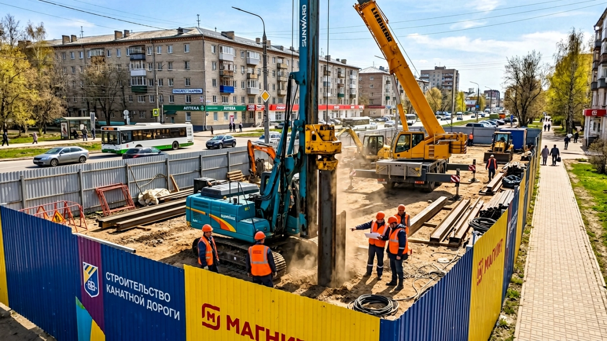 Стройка второй канатки через Оку идёт сразу на трёх площадках