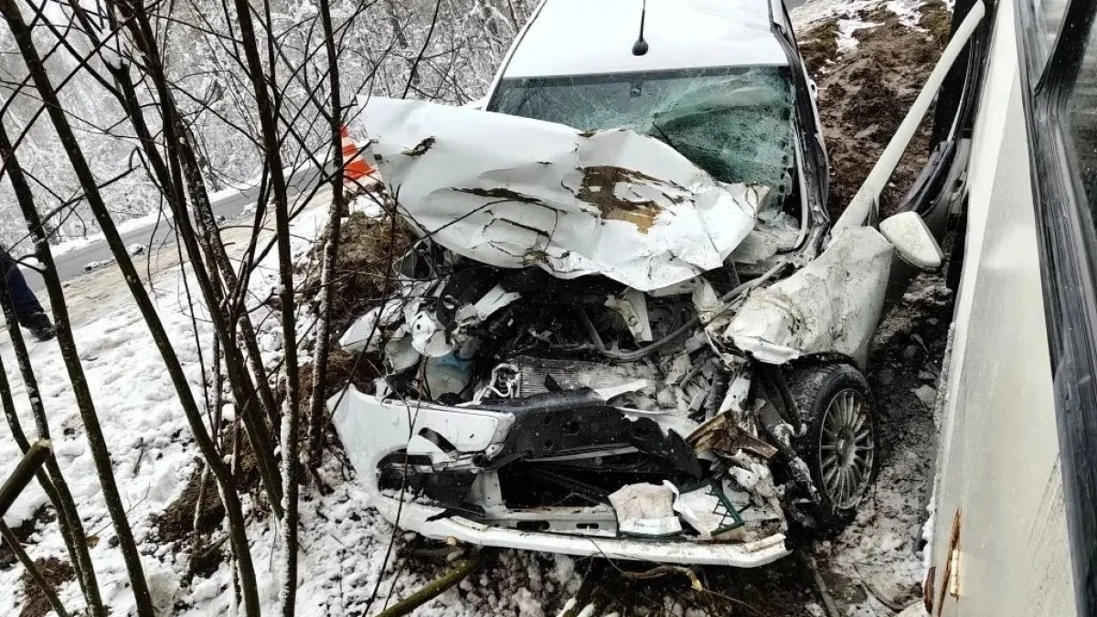 ПАЗ вылетел на встречку и протаранил "Ладу Гранту" на борской дороге