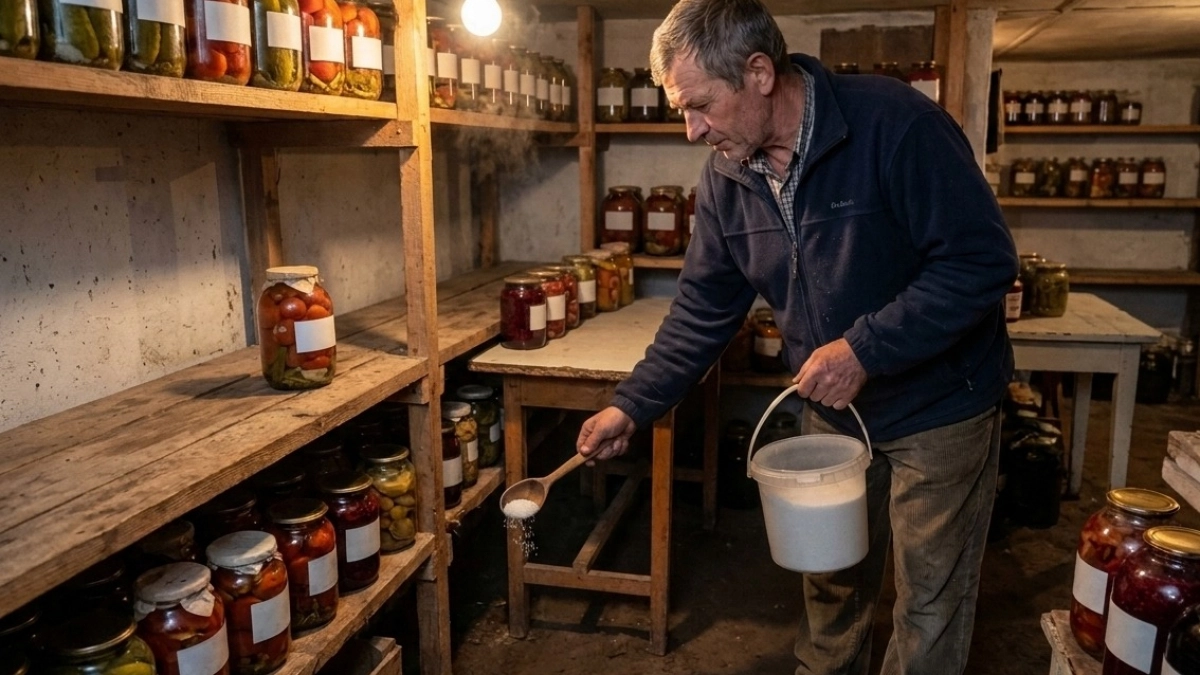 Раскидал по углам погреба копеечное средство: теперь весь урожай в сухости и прохладе - ни плесени, ни влаги