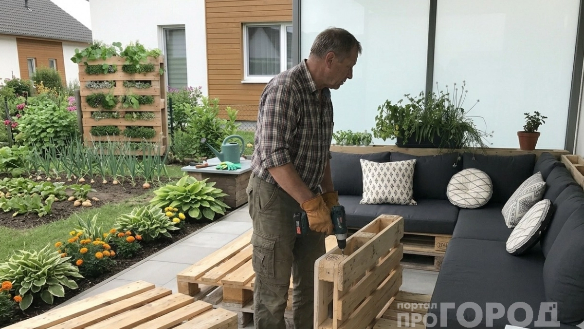 Два деревянных поддона и 3 часа времени: собрала садовую мебель на даче за 0 рублей — у соседей такая же за тысячи