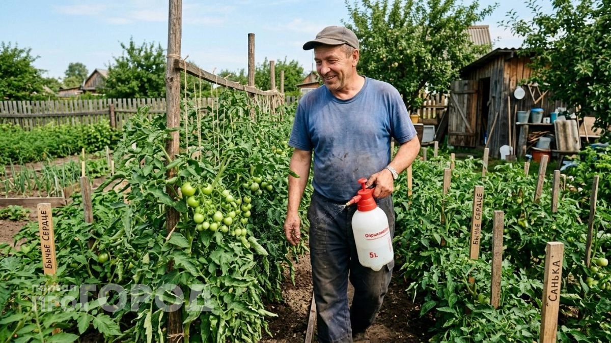 Опрыскиваю томаты раствором за 28 рублей в период цветения: кусты усыпаны завязью так, что ветки гнутся к земле