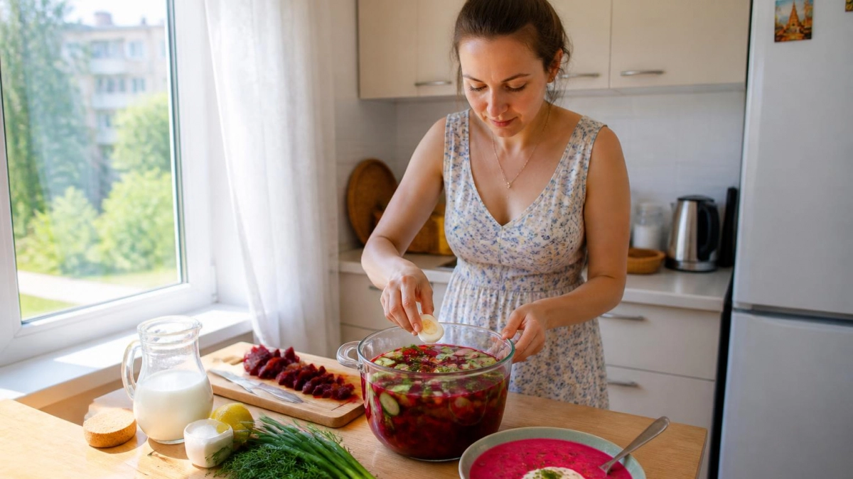 Готовлю летний холодный борщ - всегда выручает в жару: вкусный, сытный и полезный