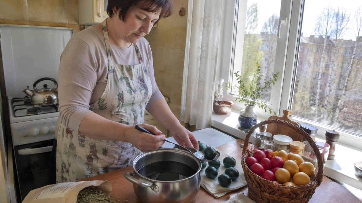 Луковая шелуха — вчерашний день: окунаем пасхальные яйца в этот отвар — и скорлупа засияет ярче изумруда 