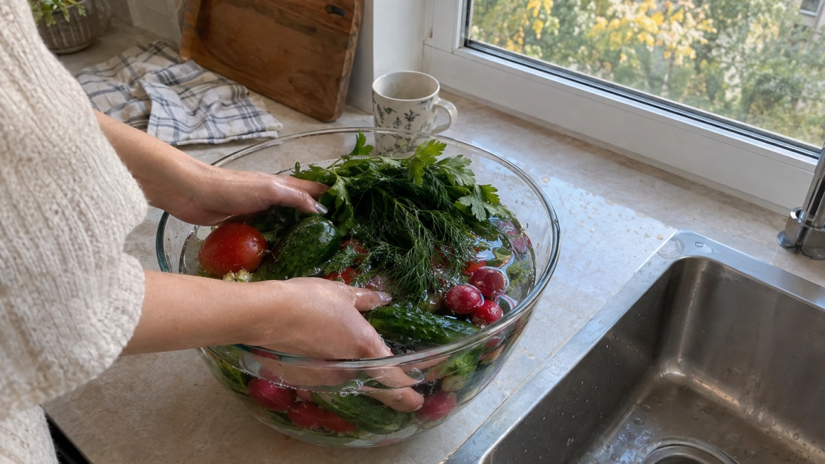 Умные хозяйки давно не моют овощи в раковине: есть замена, с которой удаляются все микробы и грязь
